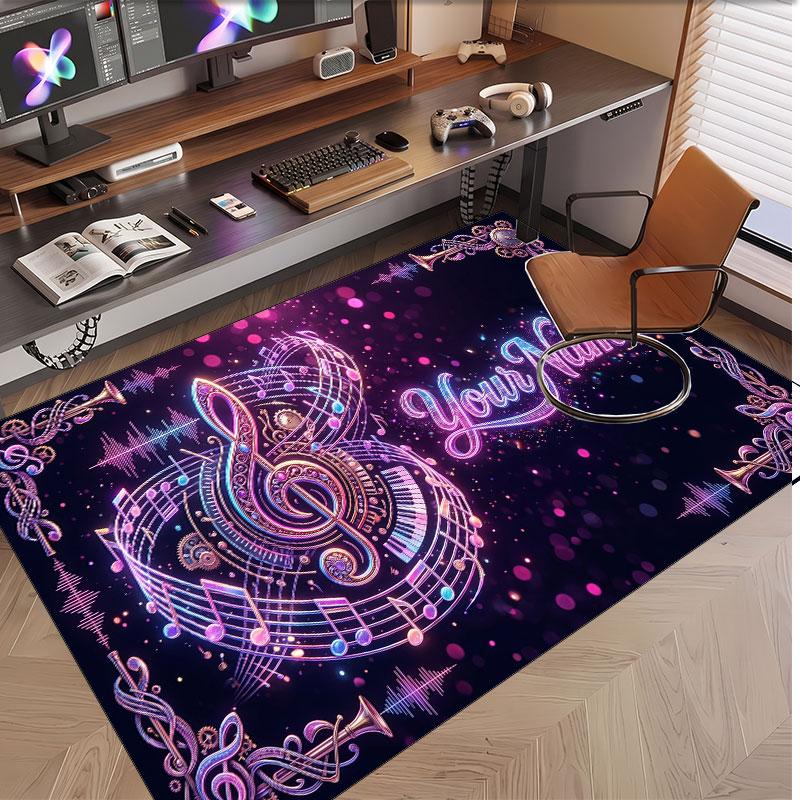 Tappeto in Velluto Morbido di Cristallo Tema Generale Musica Stampa Personalizzata Nome & Testo Tappeto Antiscivolo per Camera da Letto Soggiorno