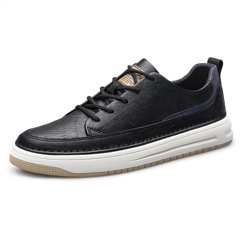 Men's shoes summer men's round head board shoes cowhide surface breathable embossed casual leather shoes low-top sports shoes single shoes