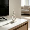 Modern Style Home Accessories Abstract Flame Sculpture, 3D Printed Minimalist Art Statue with Square Base, Stylish Entrance Hall Decor Elegant Curved