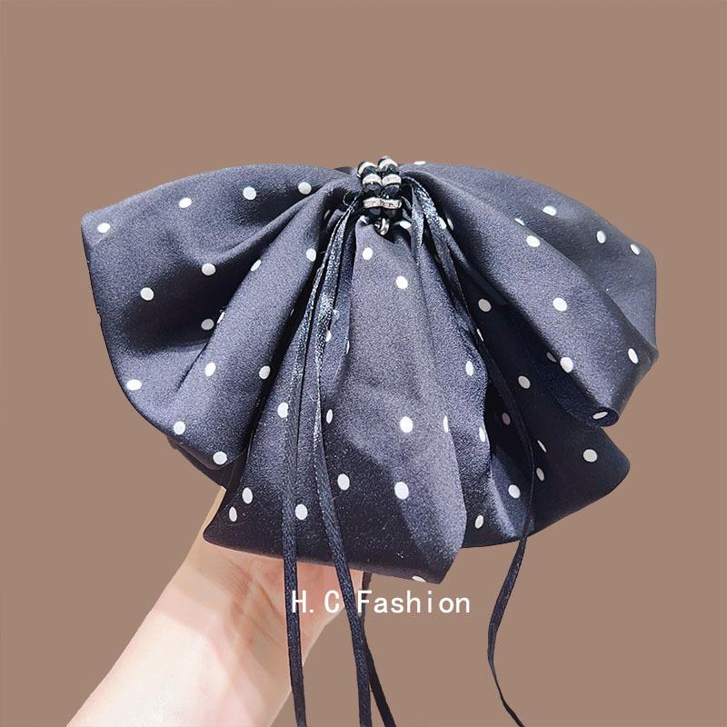 Polka Dot Bow Claw Clip: Elegant Women's Hair Accessory