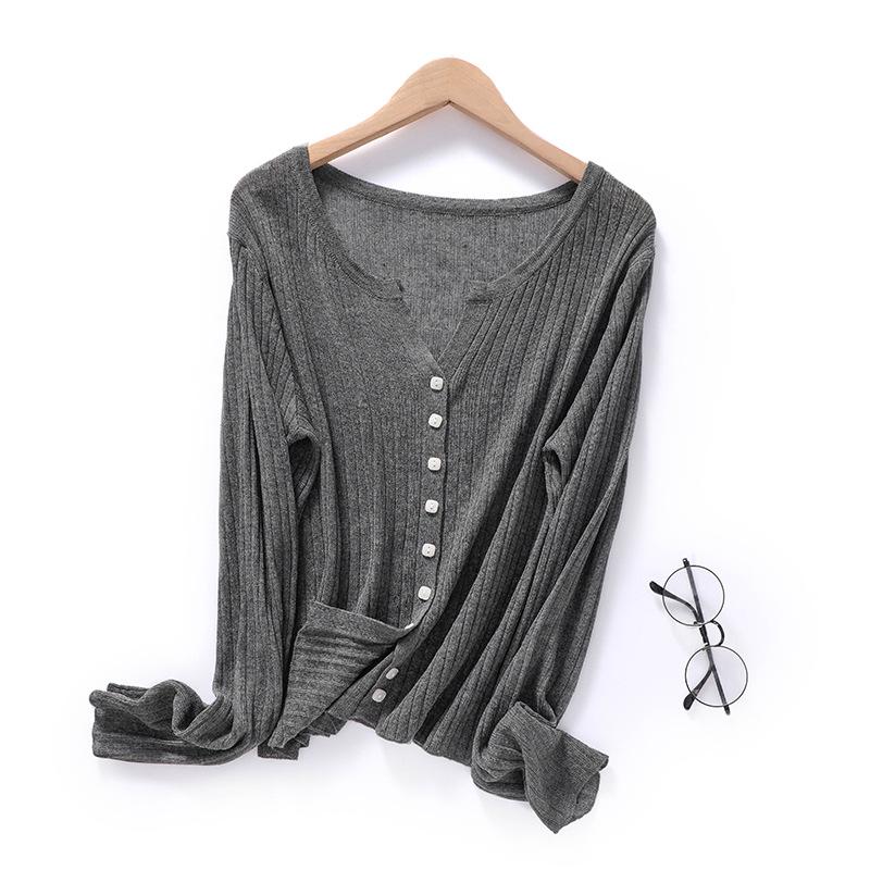 

New Linen Cardigan Women s Jacket V-neck Base Knit Sweater Korean Style Commuting Fashionable Sweater Loose Top S