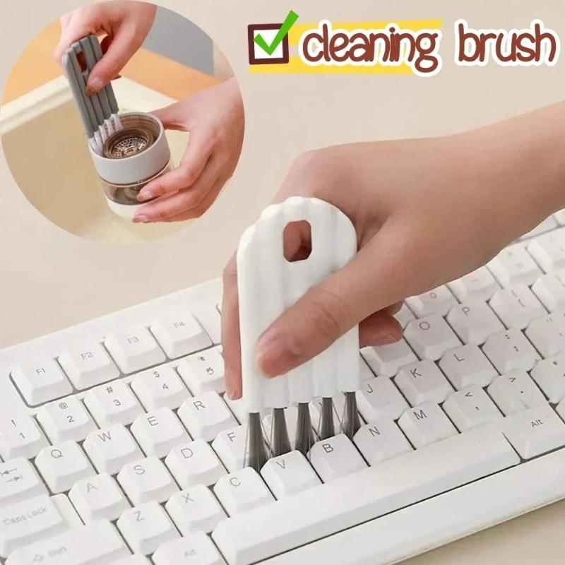 Multifunctional Flexible Gap Cleaning Brush Multi-Function Cup Brush Soft Brush Keyboard Cleaner Household Car Cleaning Tool White&Grey