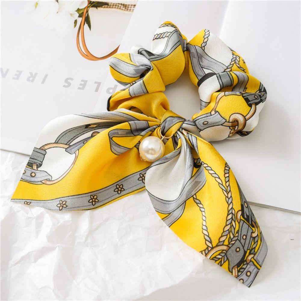 Bowknot Hair Tie Chiffon Pearl Headwear Fashion Hair Accessories
