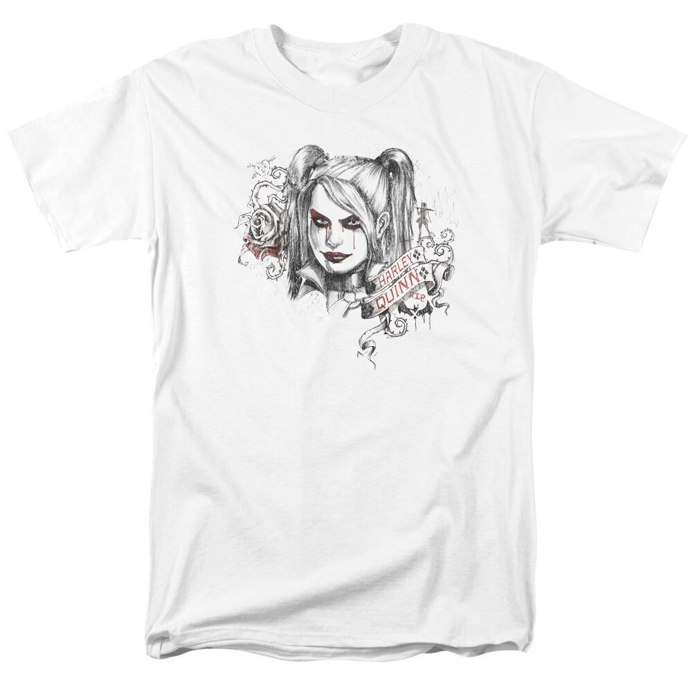 26 Batman Sketchy Girl Harley Quinn T Shirt Licensed Comic Book Tee White Unisex T-Shirt M