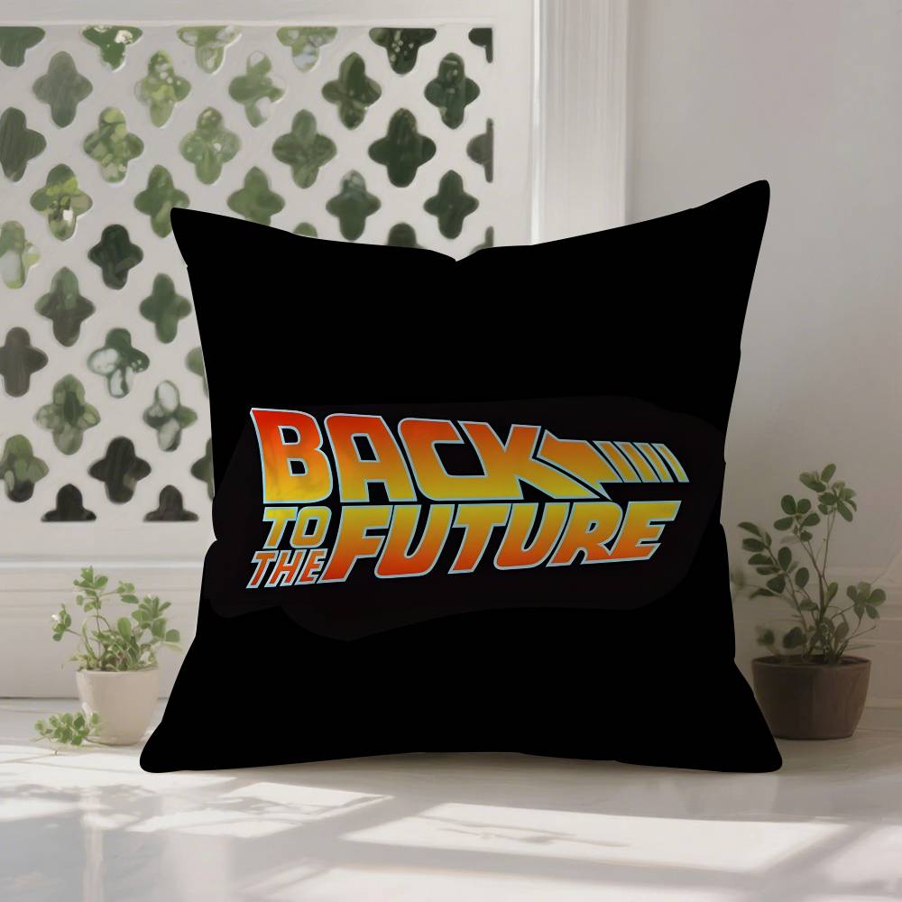 B-Back To The F-Future Pillow Case Anti-dustmite Pillowcase Invisible Zipper Silky Short Plush Sofa Cushion Cover