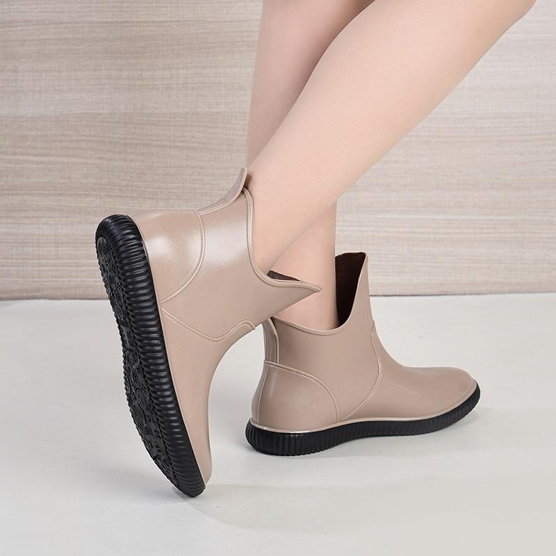 Women's spring and autumn short tube waterproof shoes rain shoes non-slip warm rain boots car wash kitchen thickened wear-resistant rubber shoes