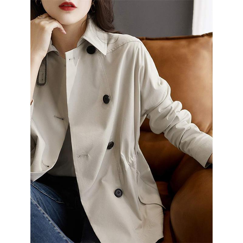 Handsome Short Trench Coat Women's New Spring and Autumn White Shirt Women's Thin Small Top
