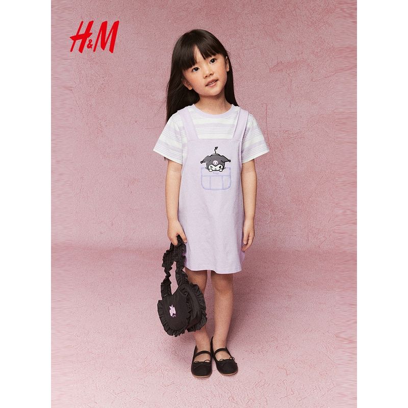 

[Серия Sanrio] HM Детская одежда Платье для девочки 25 Летнее платье клоу с имитацией двух частей Платье принцессы 1271980