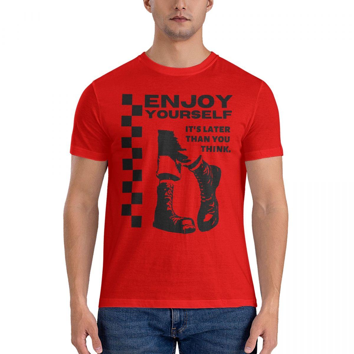 Casual Two Tone Ska Enjoy Yourself Its Later Than You Think TShirts Men Crew Cotton T Shirt Tate McRae Short Sleeve Tee Shirt S