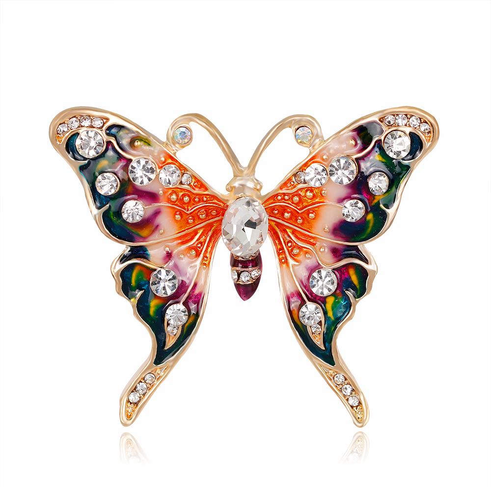 Luxury Zircon Enamel Butterfly Insect Animal Brooches Pins Crystal Pearl Brooch For Women Jewelry Clothing Badges Corsage Gift