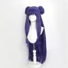 Shampoo Wig Anime Ranma 1/2 Cosplay Wig Ranma Nibun-no-Ichi Purple Long Buns Heat Resistant Synthetic Hair Wigs + Wig Cap
