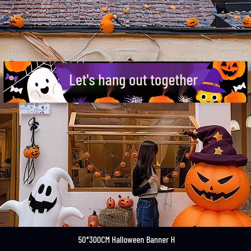 Halloween Pumpkin Banner: Outdoor Doorway & Wall Decor for Photo Props