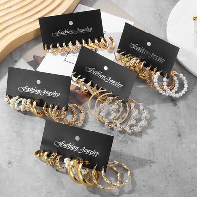 Gold Color Trendy Hoop Earrings Set for Women Statement Jewelry Gift