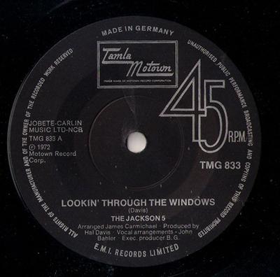 7inch Record JACKSON 5 - Lookin' Through The Windows TMG833 Tamla Motown 1972 UK Soul/Funk Used