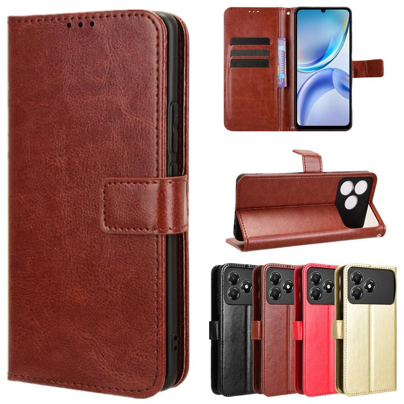 Leather Flip Case For ZTE Blade A36 A6 A76 4G Protective Cover Wallet Card Slot Kickstand Coque Fundas