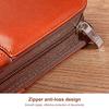 Leather Conference Folder Zippered Business Document Case with Calculator Clipboard Multiple Pocket Card Holder Pen Slot