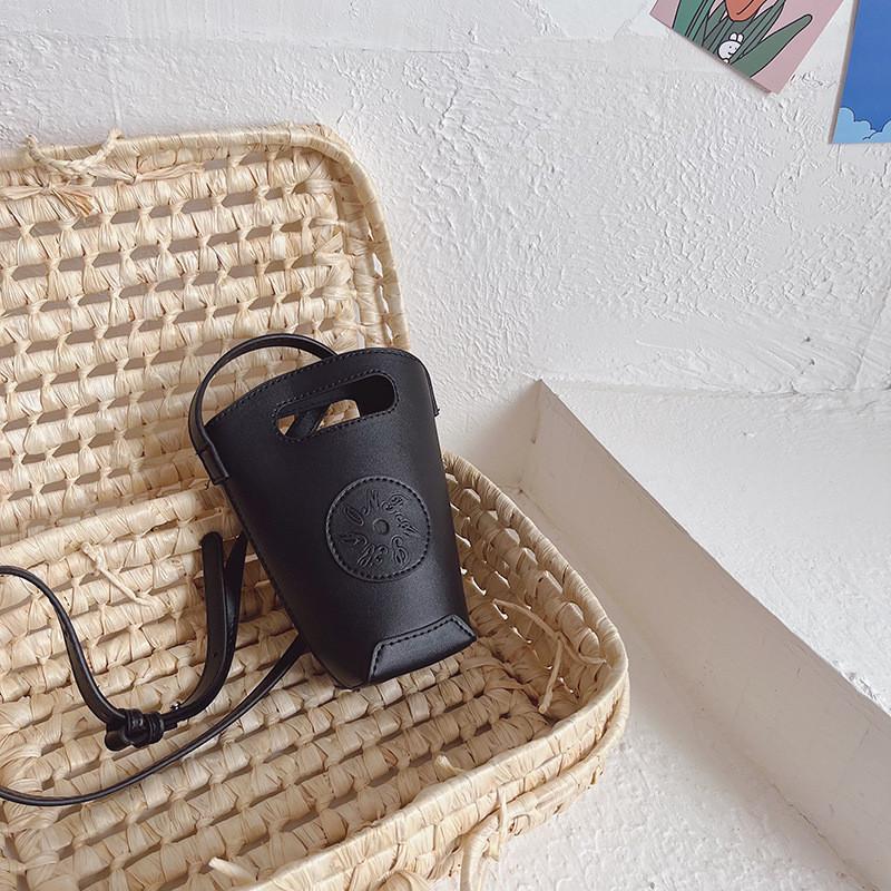 Stylish Mini Pu Bucket Bag For Kids Modern Chic Single Shoulder Crossbody Purse