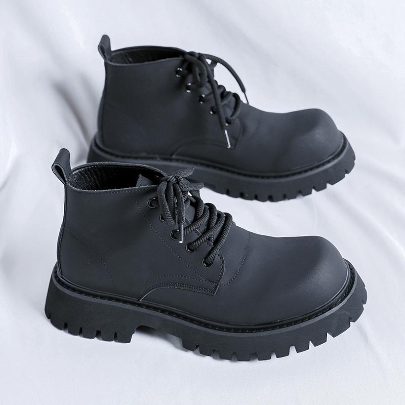 Men's Leather Boots Lace Up Anti Slip Work Retro Motorcycle Boots Winter Botas Para Hombre Masculino Chaussure Hommes Botines