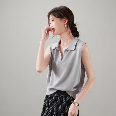Gilet Tricot Sans Manches Col Polo Femme SOFSIL