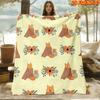 1pc 2D Flat Printing Spring And Summer New Arrival Cat Pumpkin Floral Theme Digital Print Blanket, All-Season Use, Casual Throw, 100% Polyester Fiber 