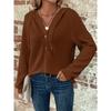 Autumn Solid Color Hooded Button Loose Long Sleeve Sweatshirt