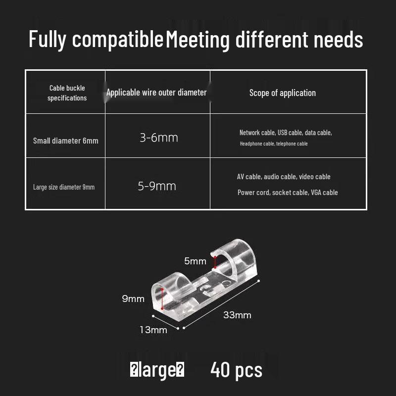 Self-Adhesive Cable Organizer: Punch-Free Wire Storage & Management Solution for Data and Network Cables
