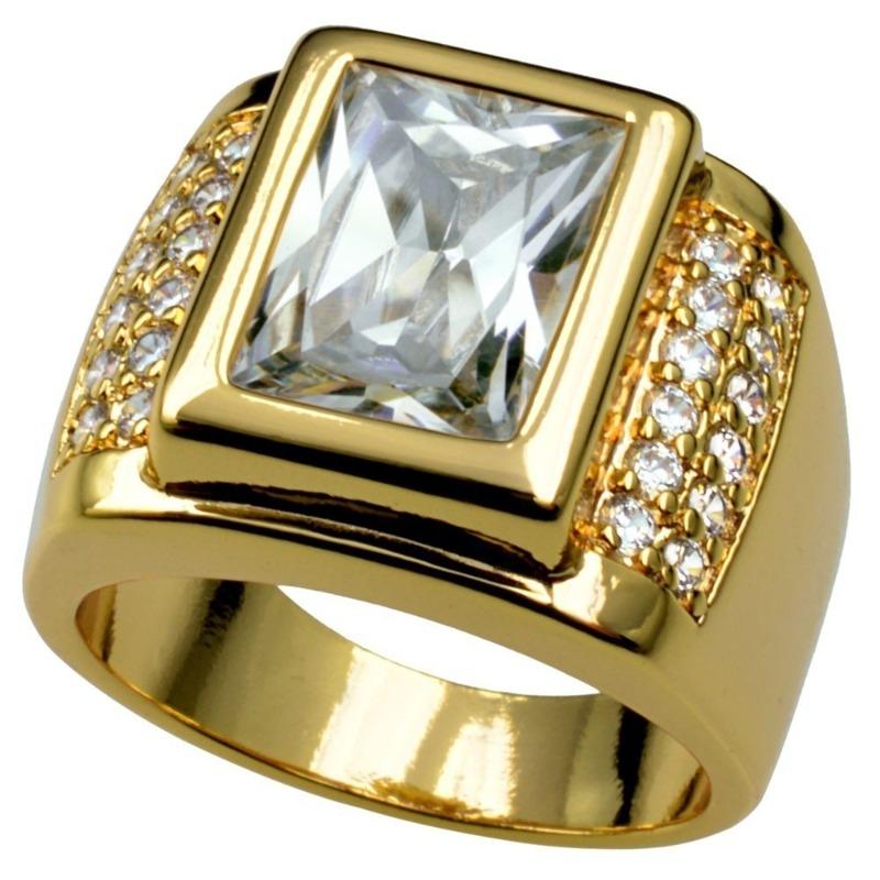 Gold-plated couple diamond ring European and American fashion men's and women's popular ring rings