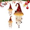 DIY Christmas Ceiling Pendant Light?Up Santa Hat Hanging Chandelier Kit, Warm LED String Lights Creative Holiday Craft Kit with Star Tassel, Indoor