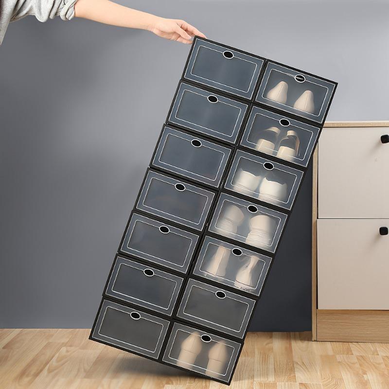 1PC Transparent Shoe Box Spot Household Dormitory Thickened PP Plastic Flip Shoe Box Foldable Sneaker Dust Storage Box