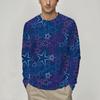 3D 5-Pointed Star Pattern Printed Top Casual Long Sleeved Men's T-shirts - Soft Medium Stretch Polyester Fabric Spring and Autumn Relaxed Fit Clothing