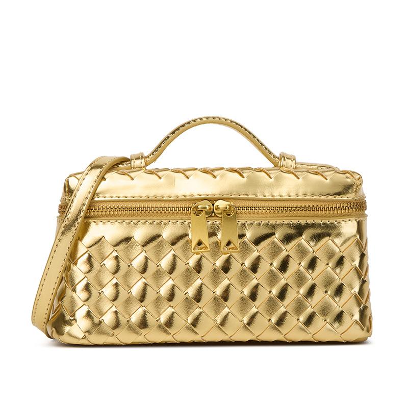 Woven Box Bag Women'S Bag New Year'S Woven Fashion Portable Retro Lunch Box Bag One Shoulder Messenger Bag