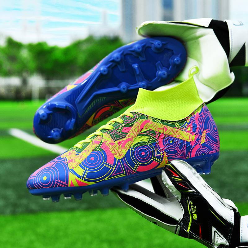 33-46 Unisex Football Boots Lace-nails Graffiti High Elastic Sock Mouth Training Artificial Captain Outdoor Sports Training Children Football Shoes