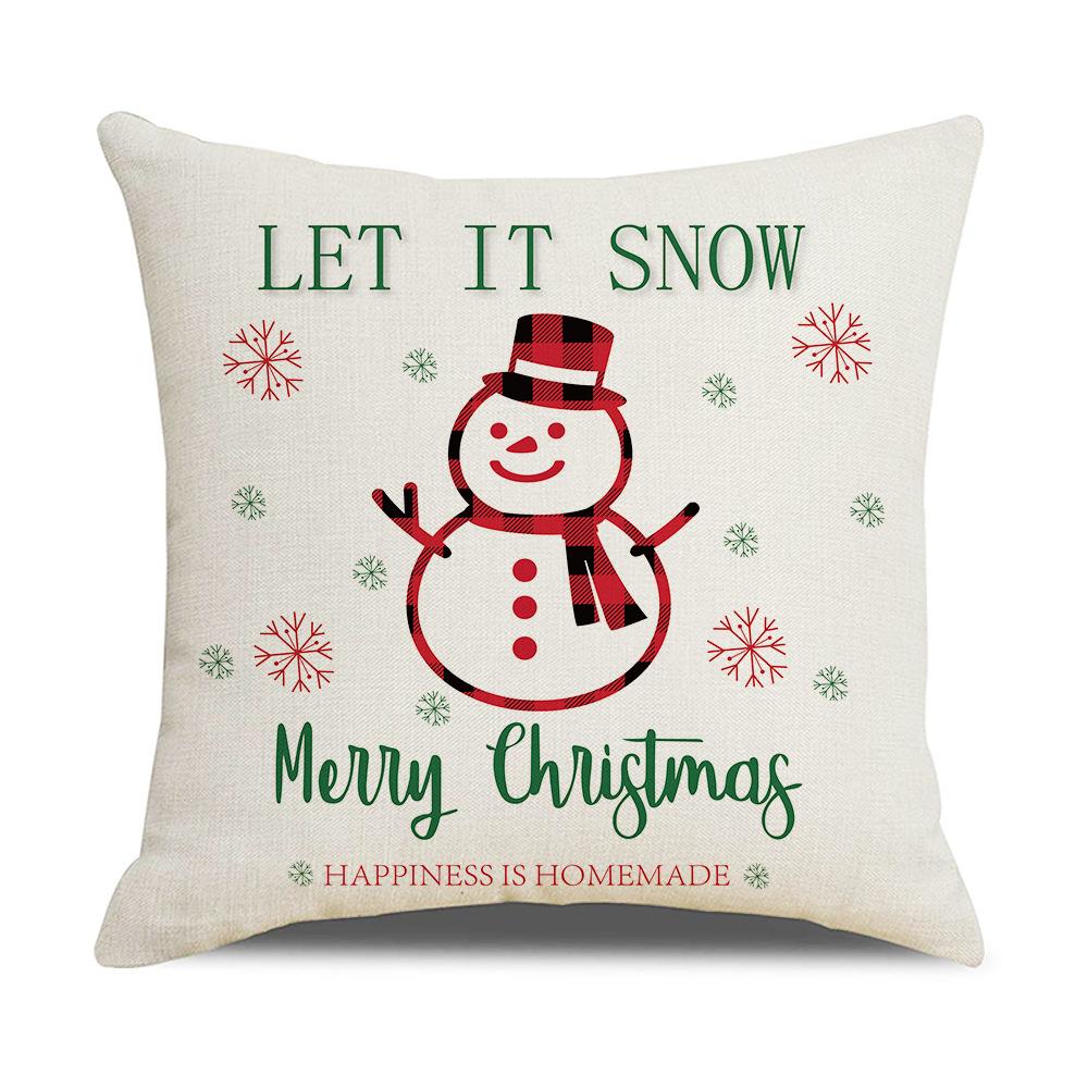 Cartoon Printed Linen Pillow Cover Home Christmas Series Sofa Cushion Cover Cushion Cover