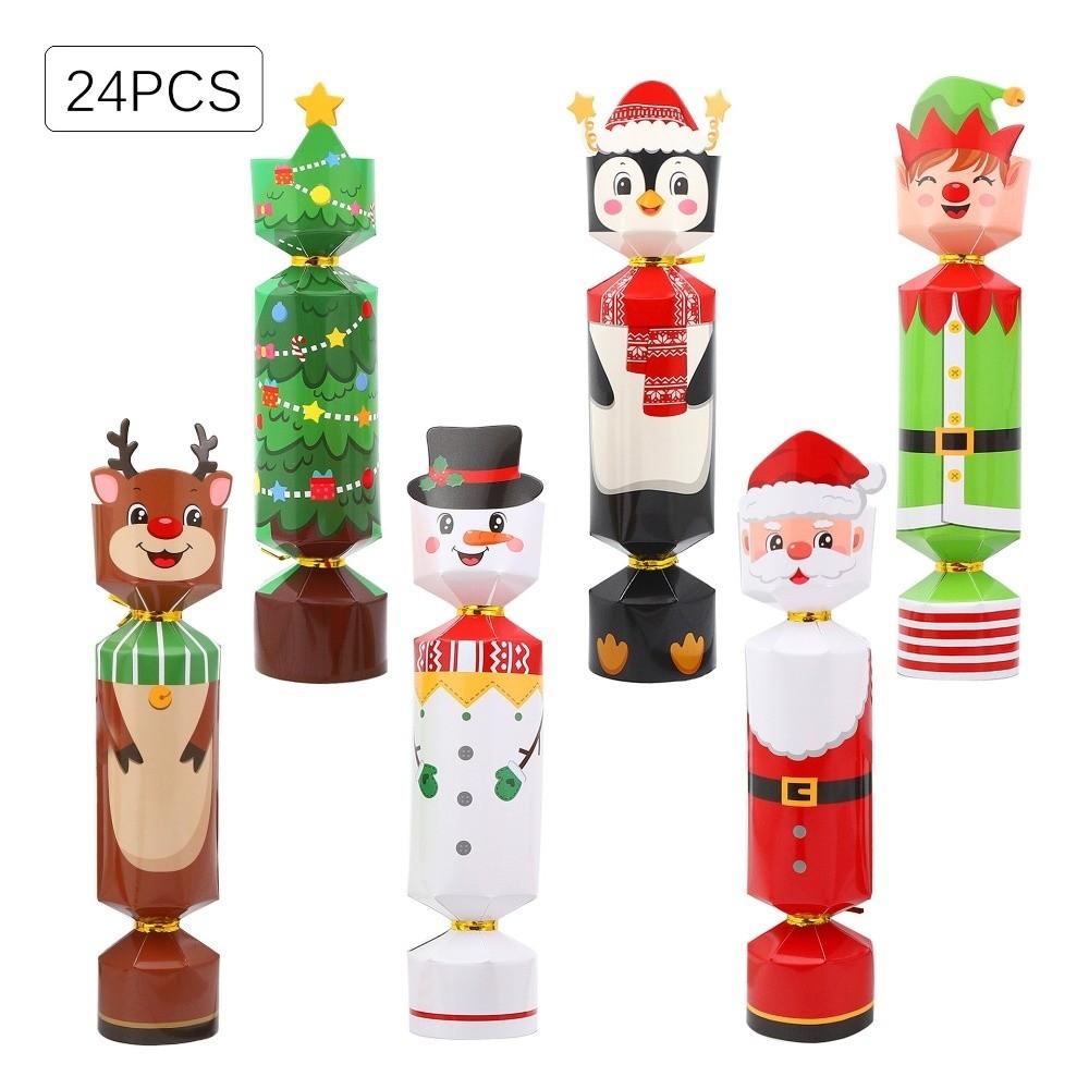 24PCS Cute Cartoon Christmas Cracker Soldier Xmas Decoration Christmas Candy Box Nutcracker Party Supplies Gift Packaging Boxes