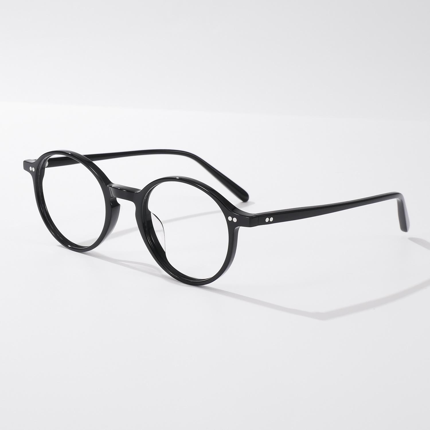 

Ретро Японские Очки для Близорукости из Черепахового Панциря - Унисекс Круглая Оправа Плоского Света Черного Цвета чёрный