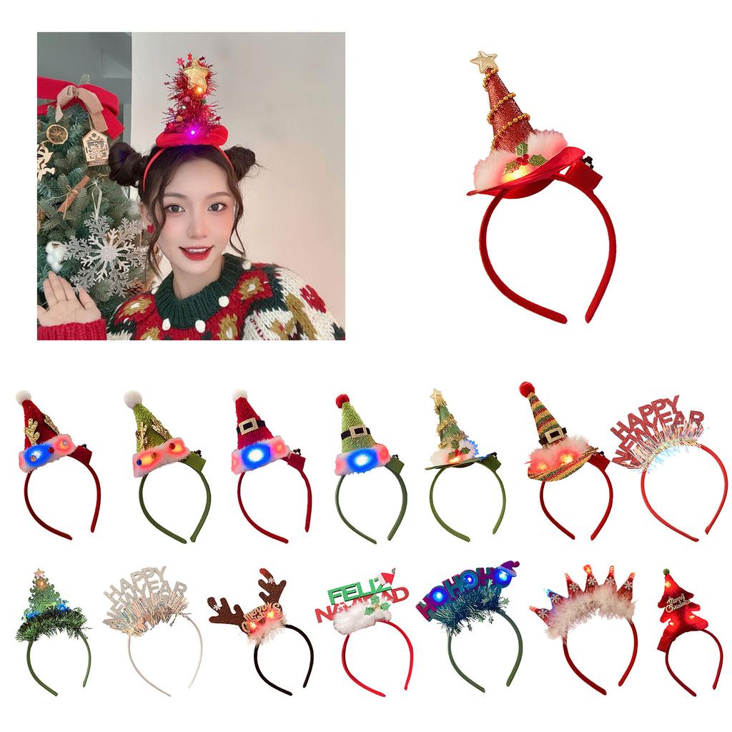 LED Luminous Christmas Headband for All Age New Year Party Hairband Festive Celebration Party Props Holiday Hair Decors