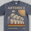 T-shirt Graphique Vintage Astronaute Équipage Artemis II, T-shirt Cosmique Rétro Années 70 Mission Spatiale Équipage Lunaire, T-shirt Cadeau Amoureux de la Science NASA