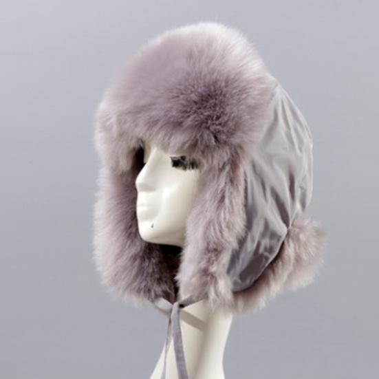 Earflap Hat Thickened Fluffy Windproof Cute Down Lining Ball Ear Protection Faux Fur