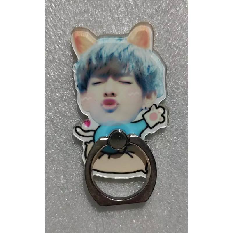 Kim Tae Hyung Min Yoon Gi Cartoon Phone Holder With Acrylic Back Panel And Metal Ring