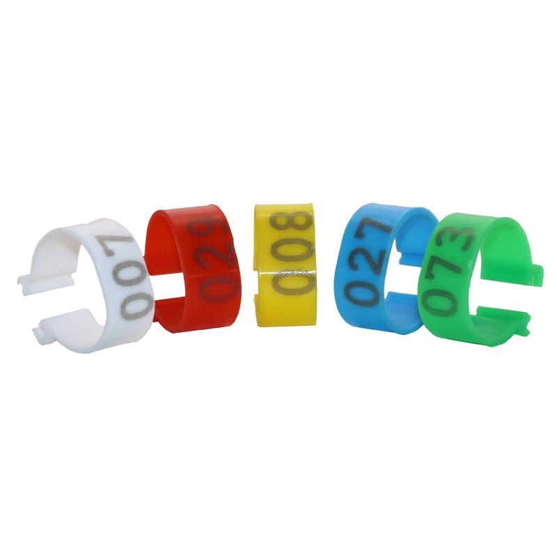 100 Piezas Diámetro Interior 2.0cm Plástico Tipo Abierto Hebilla Pollo Pato Ganso 5 Colores Anillo de Pie Digital Equipo de Avicultura