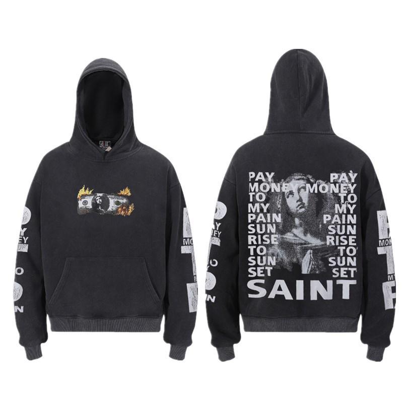 Unisex VTG High Street Saint Portrait Pattern Hoodie Sweatshirt