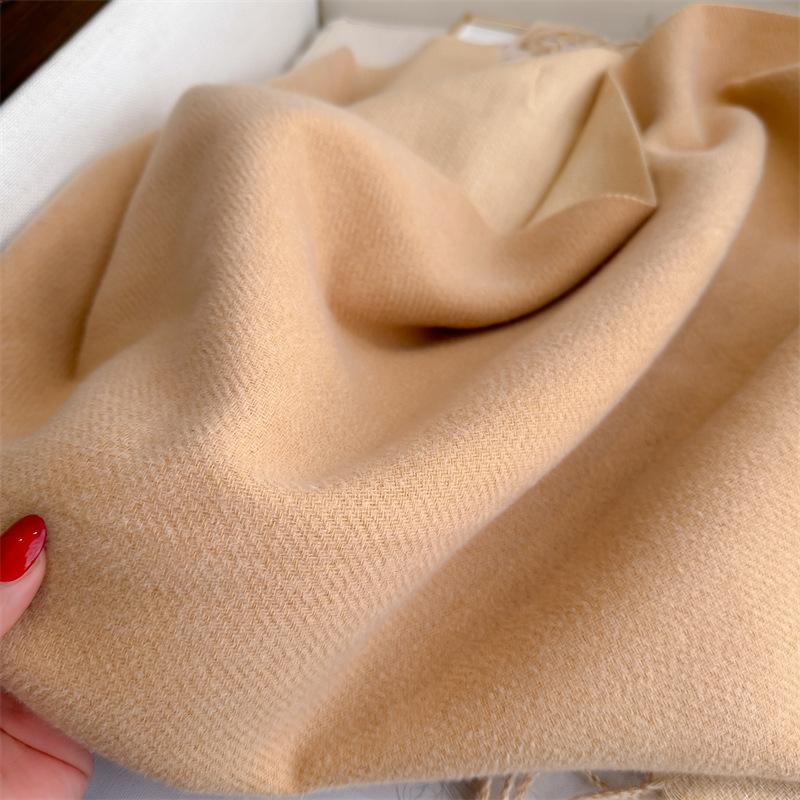 Autumn Winter Scarves Double-Sided Faux Cashmere Scarf For Women Solid Warm Korean-Style Couple Long Shawl Scarf Bufandas