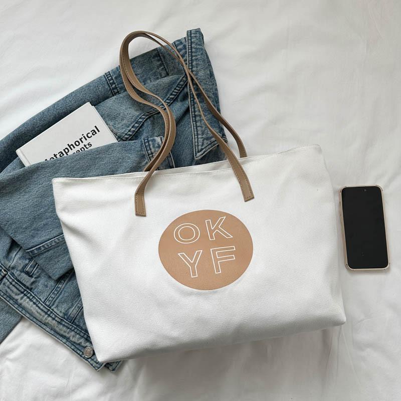 Large-capacity bag women's 2025 new casual foreign versatile shoulder bag simple canvas portable tote bag