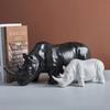 Ceramic Crafts Simulation Animal Sculpture Rhino White Rhino Ceramic Ornaments Animal Figures Home Decoration Accessories