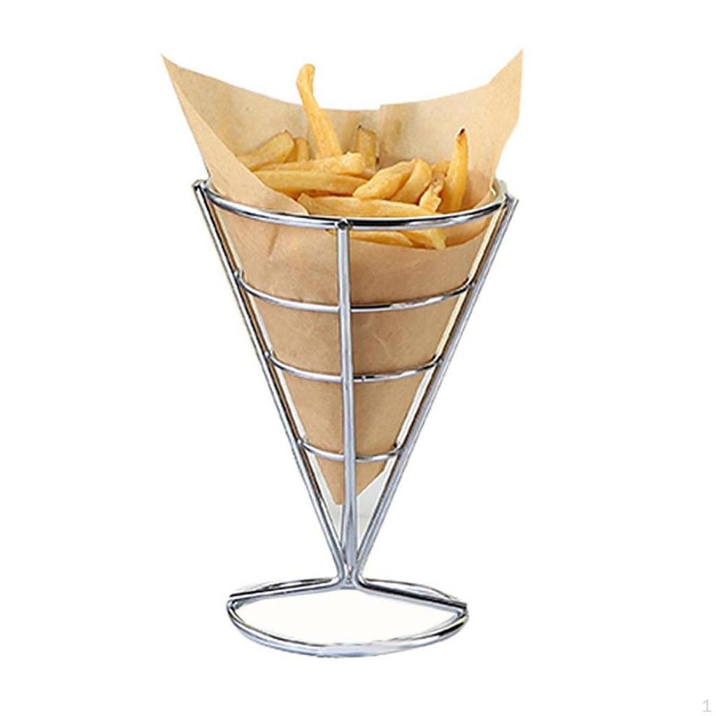 Cone-shaped French Fry Holder, Display Rack for Fried Chicken, Reusable Basket