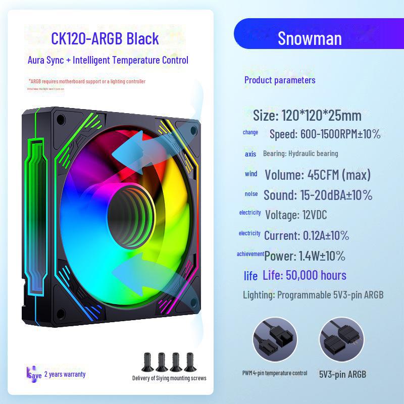 Schneemann H9-ARGB Controller: 5V 3-Pin LED Sync Gehäuselüfter mit 4-Pin PWM Temperaturregelungs-Hub