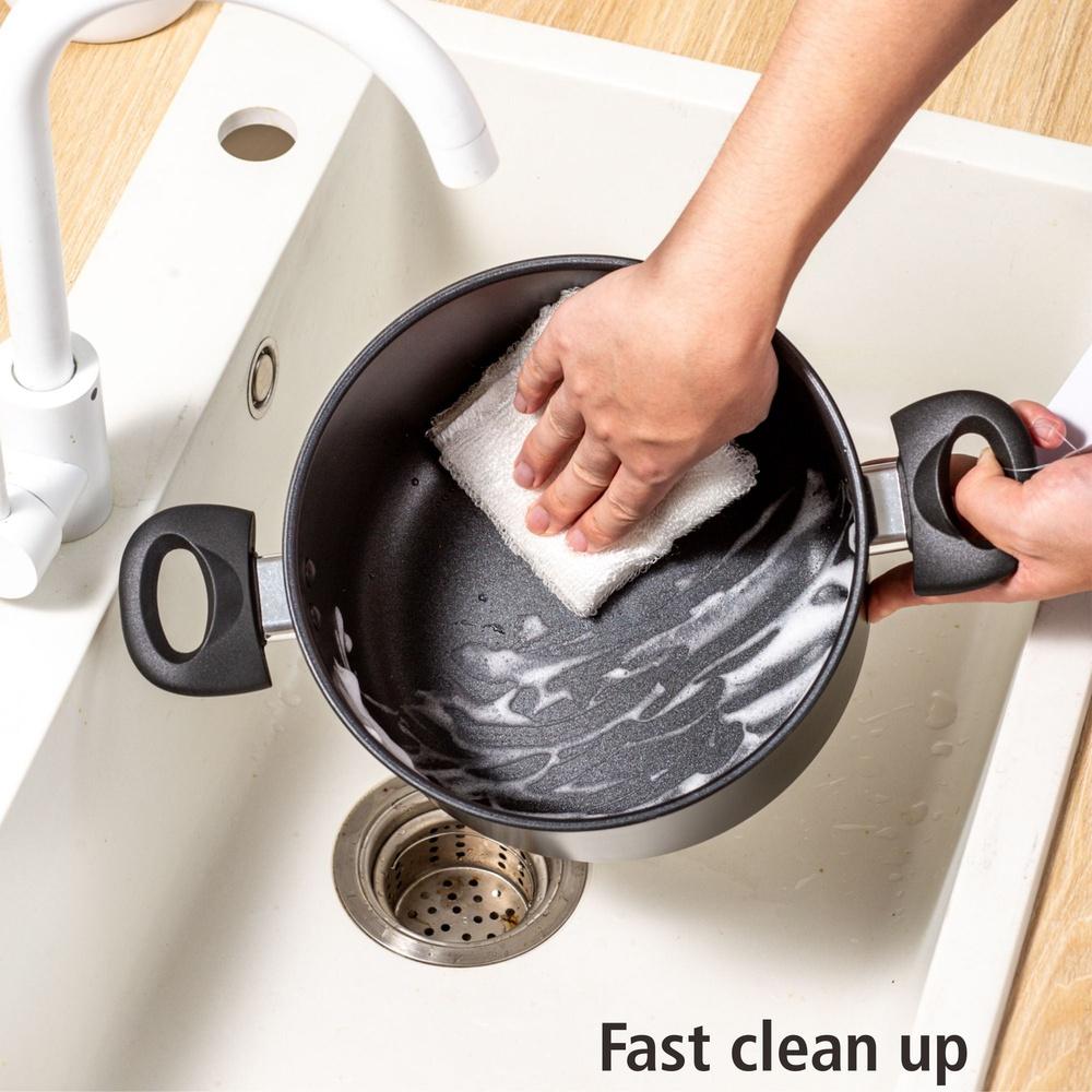 Aluminum Non-Stick Dutch Oven 5QT with Glass Lid Dishwasher Safe Easy Clean Riveted Handle Tempered Glass Suitable All Cooktops