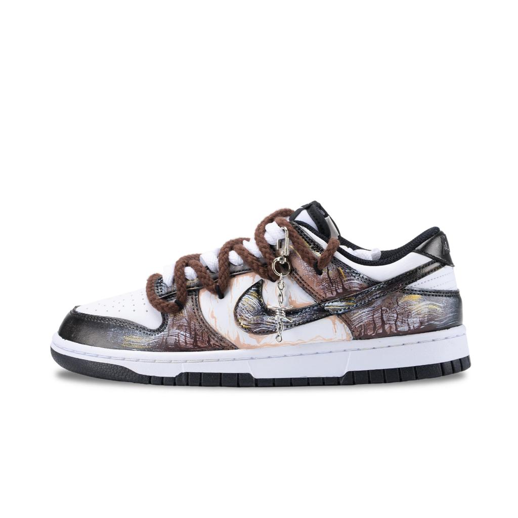 Nike Dunk Fiery Knight Leather Abrasion Resistant Low Top Skateboard Shoes Men's Black White HF5441-100(Team626-)