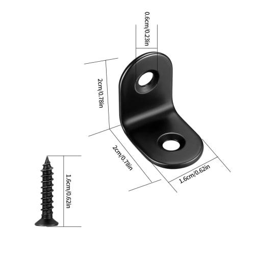 L-shaped Bracket, Angle Bracket, L-shaped Bracket, Right-angle Bracket, Right-angle Hook, Shelf Bracket, Bracket Hardware with Screws, Black, 20x20x2.