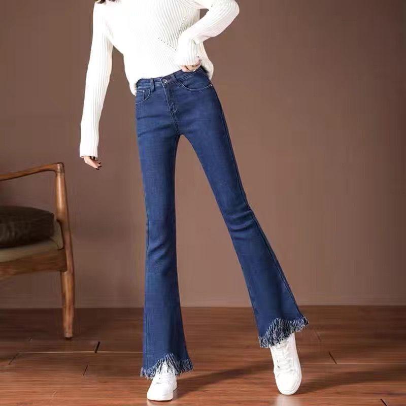 Women's High Waist Korean Style Petite Flared Jeans - Trendy, Versatile Wide Leg Pants